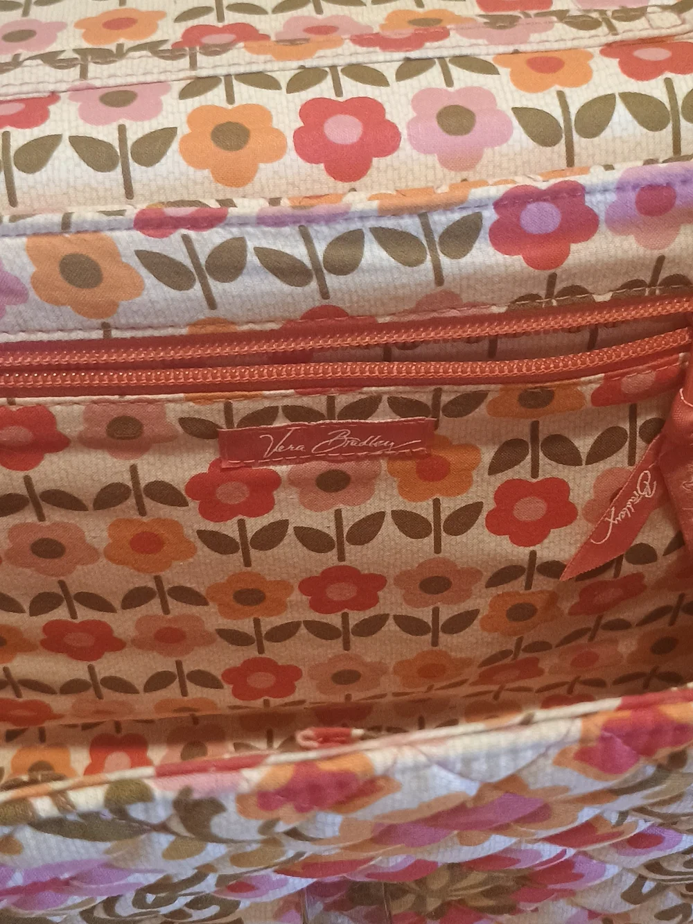 Vera Bradley Quilted Floral Crossbody in Pink, Gold and Orange